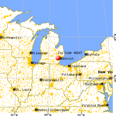 Novi, MI (48167) map from a distance