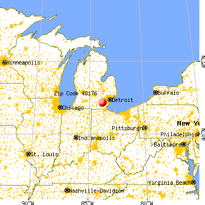 Saline, MI (48176) map from a distance