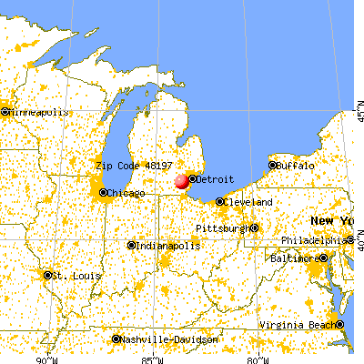 Ypsilanti, MI (48197) map from a distance