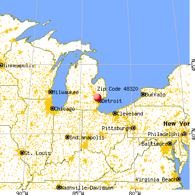 Sylvan Lake, MI (48320) map from a distance