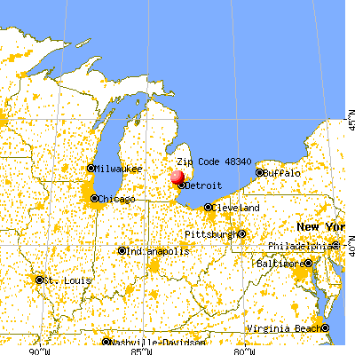 Pontiac, MI (48340) map from a distance