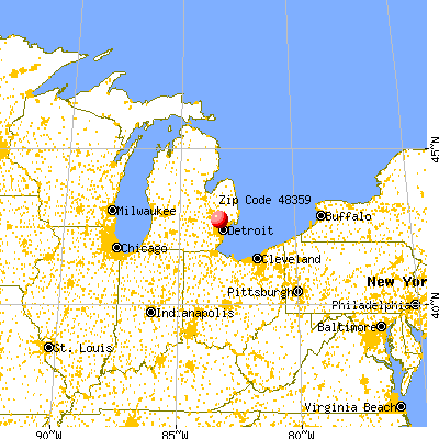 Auburn Hills, MI (48359) map from a distance