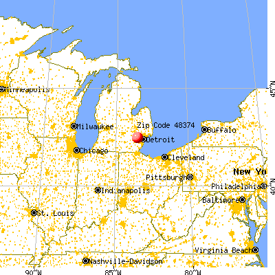 Novi, MI (48374) map from a distance