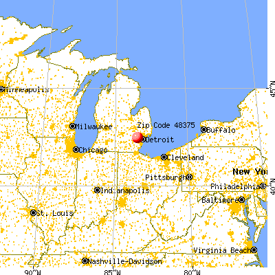 Novi, MI (48375) map from a distance