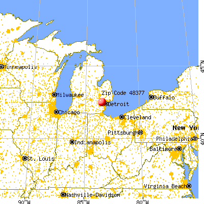 Novi, MI (48377) map from a distance