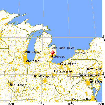 Dryden, MI (48428) map from a distance