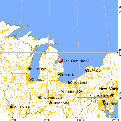 Port Austin, MI (48467) map from a distance