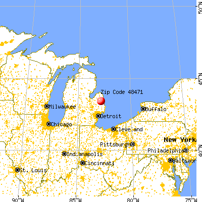 Sandusky, MI (48471) map from a distance