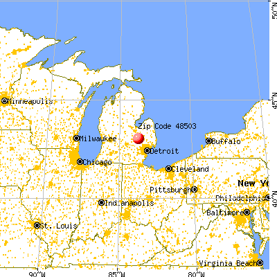 Flint, MI (48503) map from a distance