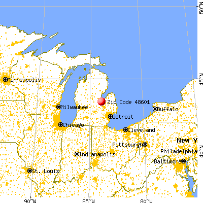 Saginaw, MI (48601) map from a distance