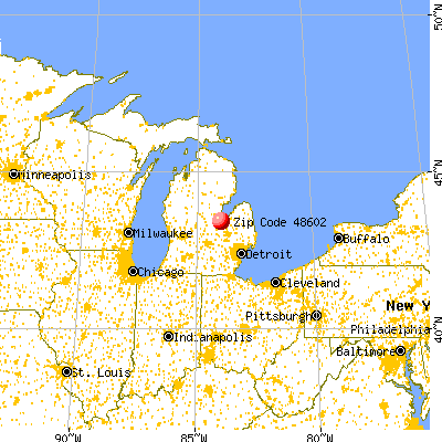 Saginaw, MI (48602) map from a distance
