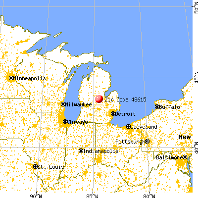 Breckenridge, MI (48615) map from a distance