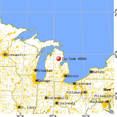 Rose City, MI (48654) map from a distance