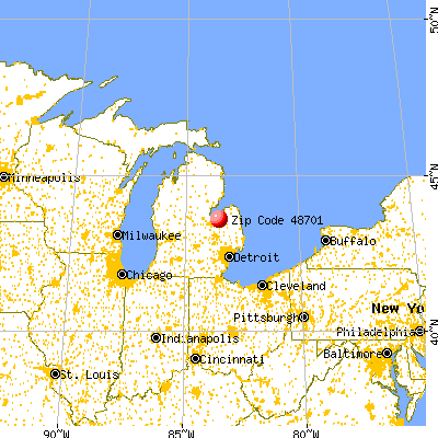 Akron, MI (48701) map from a distance