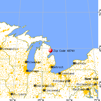 Harrisville, MI (48740) map from a distance