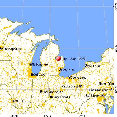 Sebewaing, MI (48759) map from a distance