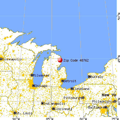Hubbard Lake, MI (48762) map from a distance