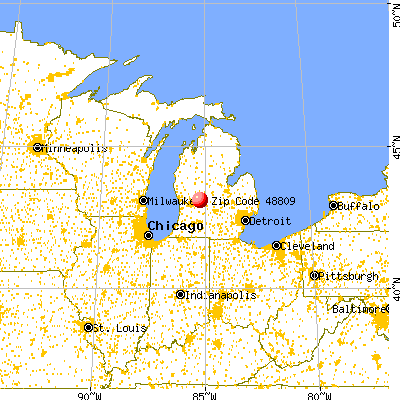 Belding, MI (48809) map from a distance