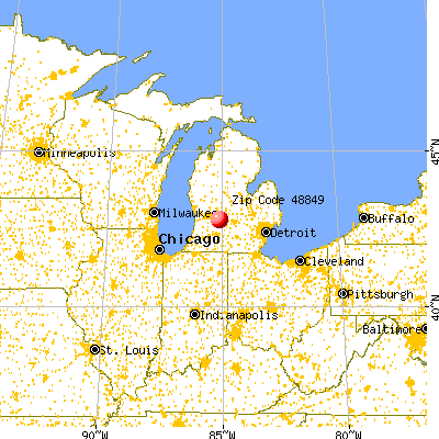 Lake Odessa, MI (48849) map from a distance