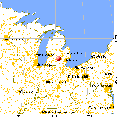 Mason, MI (48854) map from a distance