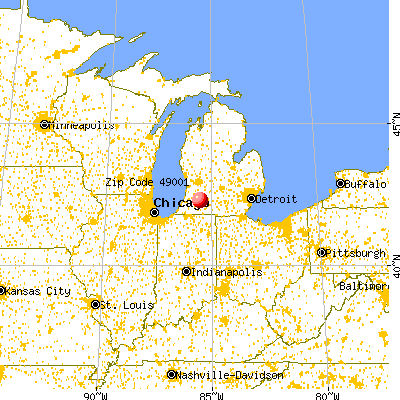 Kalamazoo, MI (49001) map from a distance