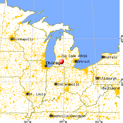 Battle Creek, MI (49016) map from a distance
