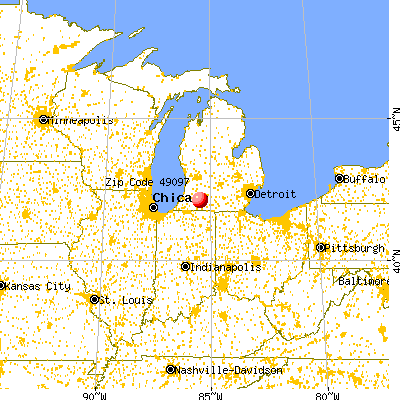 Vicksburg, MI (49097) map from a distance