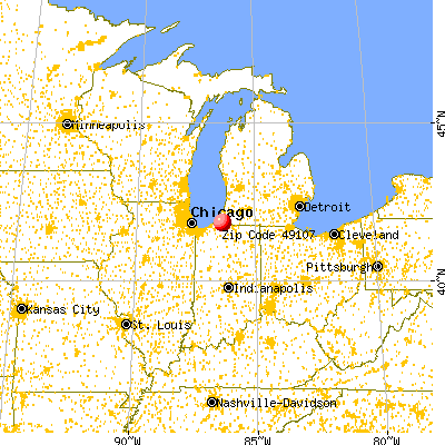 Buchanan, MI (49107) map from a distance