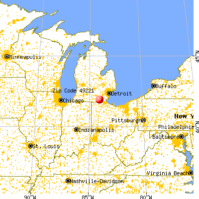 Adrian, MI (49221) map from a distance