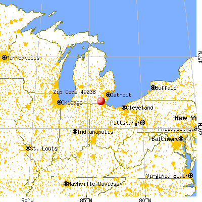 Deerfield, MI (49238) map from a distance
