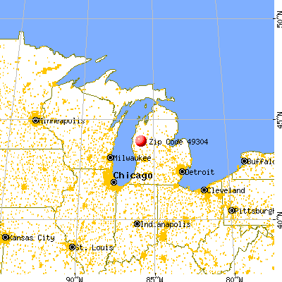 Baldwin, MI (49304) map from a distance