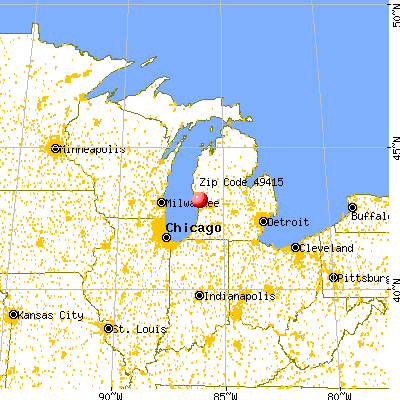Fruitport, MI (49415) map from a distance