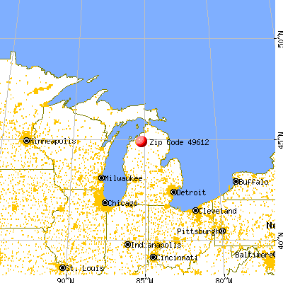 Alden, MI (49612) map from a distance