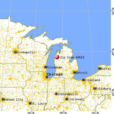 Brethren, MI (49619) map from a distance