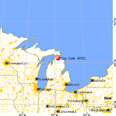 Cheboygan, MI (49721) map from a distance