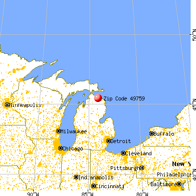 Millersburg, MI (49759) map from a distance