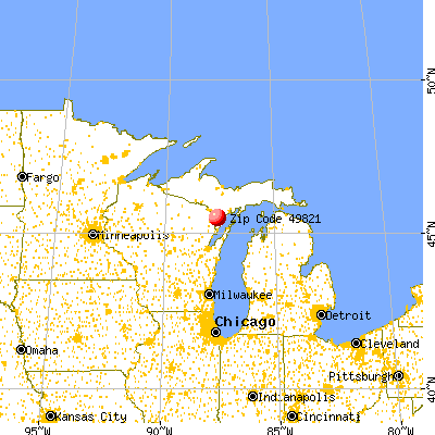 Daggett, MI (49821) map from a distance