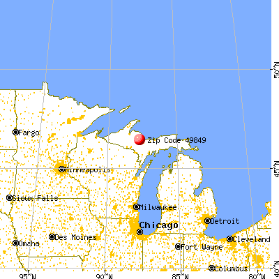 Ishpeming, MI (49849) map from a distance