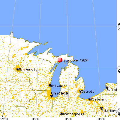 Manistique, MI (49854) map from a distance