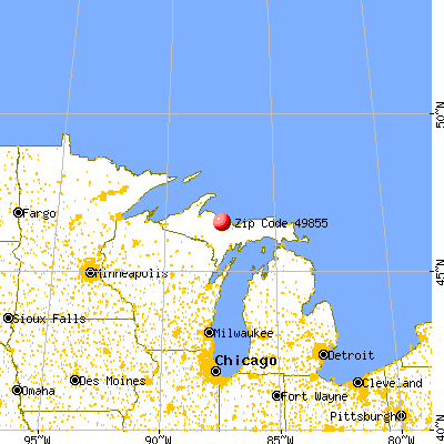 Marquette, MI (49855) map from a distance