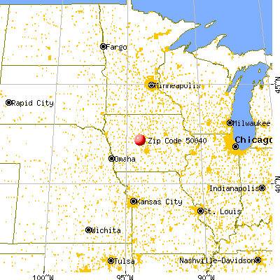 Boxholm, IA (50040) map from a distance