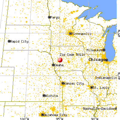 Gray, IA (50110) map from a distance