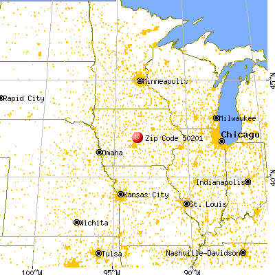 Nevada, IA (50201) map from a distance