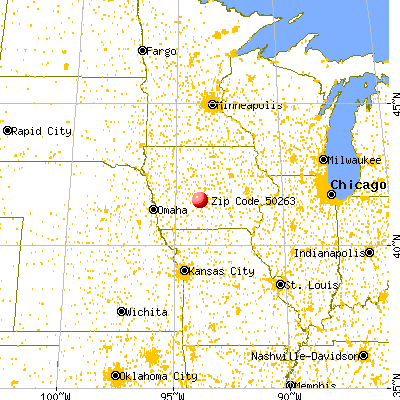 Waukee, IA (50263) map from a distance
