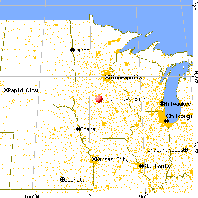Lakota, IA (50451) map from a distance