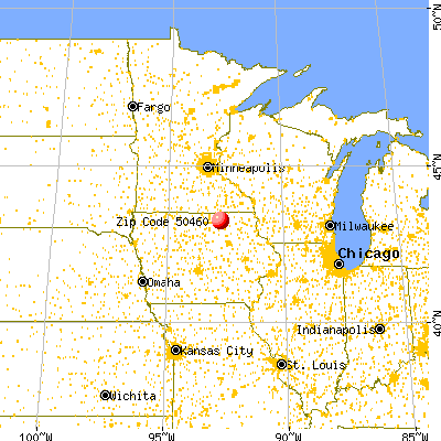 Orchard, IA (50460) map from a distance