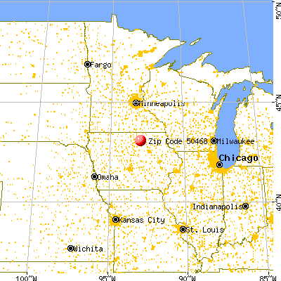 Rockford, IA (50468) map from a distance
