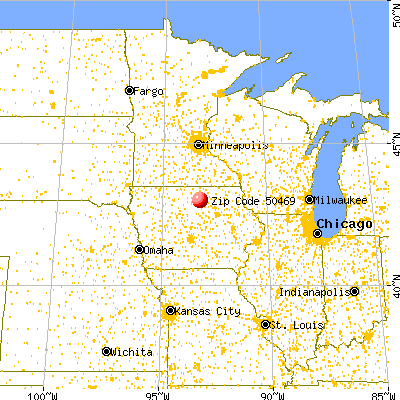 Rockwell, IA (50469) map from a distance