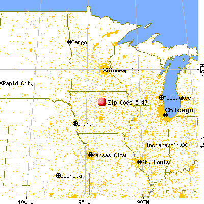 Rowan, IA (50470) map from a distance