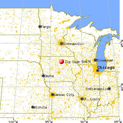 Sheffield, IA (50475) map from a distance